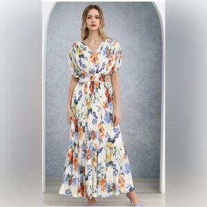 Floral Pleated Maxi Dress